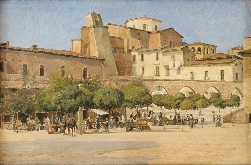 Edvard Petersen The square in Sulmona oil painting picture